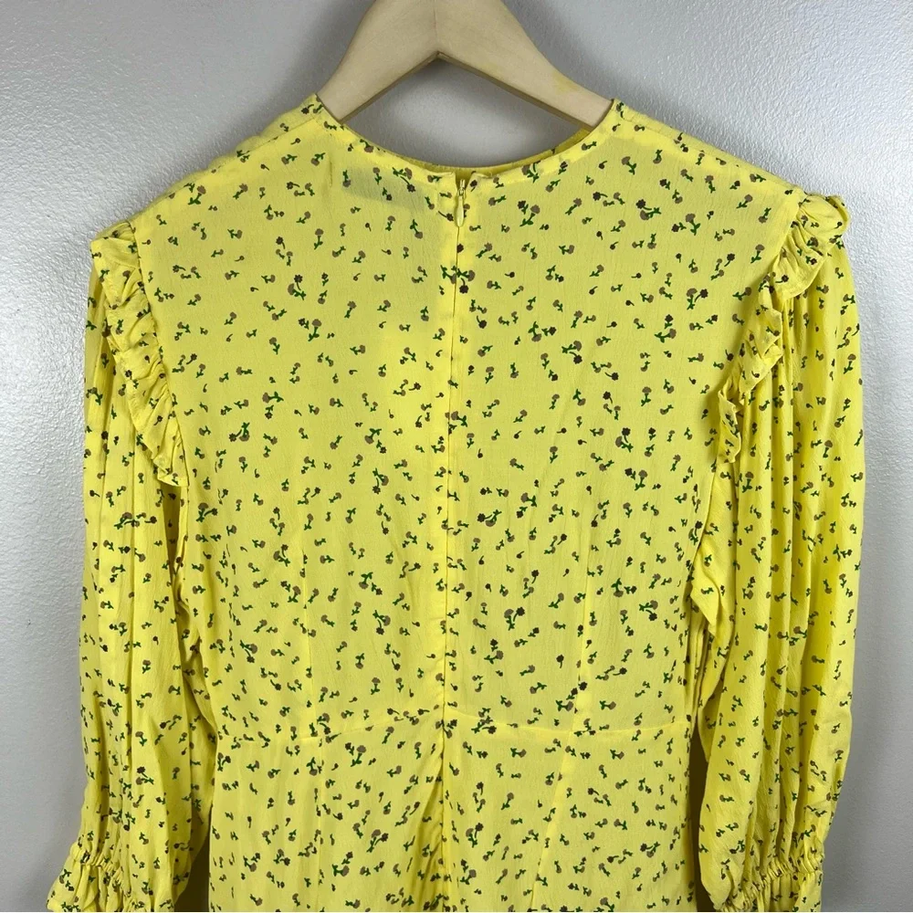 Faithfull the Brand Edwina Mini Dress Size 4 Yellow Micro Floral Brunch Date NWT - Picture 7 of 12